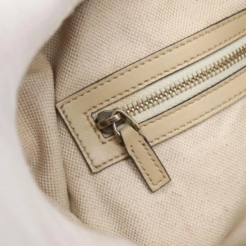 GUCCI GG Canvas Web Sherry Line Tote Bag Beige Gold 257062 Auth 140783 - Picture 13 of 16